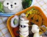 A picture of step 3 of Halloween Character Bento: Simmered Kabocha Jack O'Lanterns.