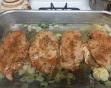 A picture of step 5 of Balsamic vinaigrette marinade chicken breasts with brown rice an.