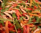 A picture of step 7 of Stir fry Peppers with Marinated Chicken Slices.