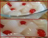 A picture of step 3 of AMIEs Vanilla Jelly with Cherries.