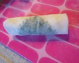 A picture of step 4 of Spring Rolls Made with Chicken Tenderloins, Umeboshi (Pickled Plum) and Shiso Leaves.