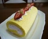 A picture of step 9 of Adzuki Cream Filled Matcha Swiss Roll.
