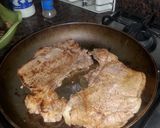 A picture of step 2 of Naughty steak (beef steak in diet pepsi).