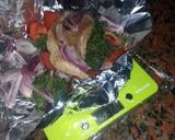A picture of step 6 of HCG diet meal 4: baked chicken and spinach pocket.