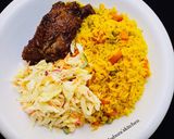 A picture of step 1 of Fried rice with coselow and fried chicken.