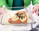 A picture of step 3 of Salmon with Minted Creamy Cucumbers and Fresh Pita.