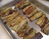 A picture of step 1 of Grilled Eggplant in Anchovy Oil.