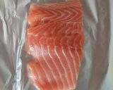 A picture of step 1 of Risotto with fresh salmon fillet and saffron.