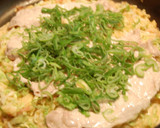 A picture of step 7 of Make in a Pan! Okonomiyaki with Lots of Tempura Crumbs.