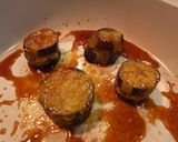 A picture of step 6 of Sweet and Salty Panfried Eggplant Slices Stuffed with Ground Pork.