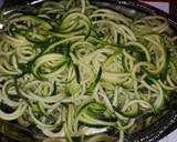 A picture of step 3 of Zucchini Noodles with Pesto Chicken and Garlic Alfredo sauce.