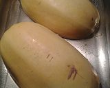 A picture of step 3 of Spaghetti, with spaghetti squash.