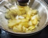 A picture of step 3 of Maharashtrian aamti bhat batatyachya kachrya.