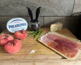 A picture of step 1 of Saturn Peaches with Prosciutto and Yorkshire Blue.