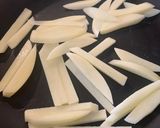 A picture of step 6 of Boiled egg sandwich with French fries.