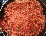 A picture of step 2 of Beetroot carrot mushroom fried rice.
