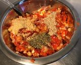 Une image de l'étape 6 de Farce / sauce aux courgettes, poivrons, feta et jambon cru.