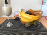 Banana,blue berry and kiwi Smoothie