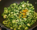 A picture of step 2 of Bittergaurd fry.