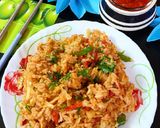 A picture of step 3 of Schezwan Rice.