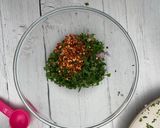 A picture of step 5 of Grilled salmon served with homemade chimichurri sauce.