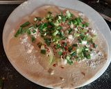 A picture of step 5 of Green garlic laccha paratha with matar paneer.