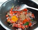 A picture of step 10 of Cabbage curry with green peas nd potato.