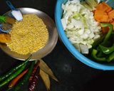 মুগ ডাল সব্জী সহযোগে(moong dal sabji sahajoge recipe in Bengali) রেসিপি ধাপ - 1 ছবি
