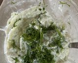 A picture of step 2 of Tzatziki dip.