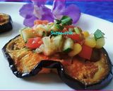 A picture of step 5 of Brinjal chat.