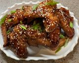 A picture of step 5 of BBQ Honey chicken wings.