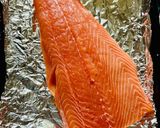 A picture of step 1 of Salmon with truffle tomato and tangerines.