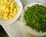 A picture of step 1 of Aloo mungra.