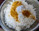 A picture of step 1 of Lemon rice from leftover rice.