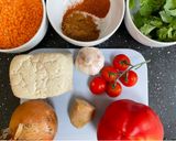 A picture of step 1 of Tofu and Red Lentil Curry.