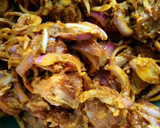 A picture of step 7 of Ragi mudda with mutton curry.