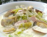 A picture of step 18 of Chowder-Like Pasta with Spring Cabbage and Clams.