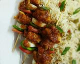 A picture of step 6 of Shashlik with sweet and sour sauce.