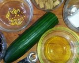 A picture of step 1 of Sig's Goats cheese, tofu and cucumber salad.