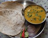 A picture of step 10 of Jowar Bhakri and pithla.