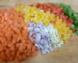 A picture of step 2 of Thai Garden Rolls / khuey Taew Lui Suan / wide Rice noodles wraps.
