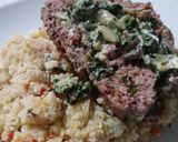A picture of step 8 of Spinach Artichoke dip Stuffed Meatloaf.