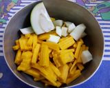 A picture of step 1 of Kaddu ki khatti meethi sabji.