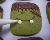 A picture of step 8 of Halloween Themed Frankenstein Monster Matcha Tea Cookies.