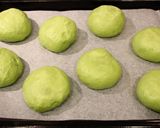 A picture of step 10 of Matcha and White Chocolate Buns Bread Machine Version.