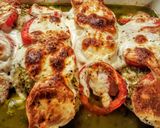 A picture of step 10 of Pesto, Tomato, & Mozzarella Baked Chicken.