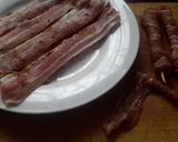A picture of step 2 of Sig's German bacon torches.