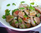 A picture of step 9 of Steak Cubes with Garlic Shiso Miso Sauce.