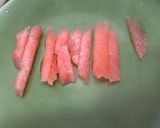 A picture of step 2 of Bite-Size Appetizers - Watermelon Stuffed Chikuwa.