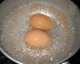 A picture of step 1 of Meat-Wrapped Soft-Boiled Eggs for Bentos.